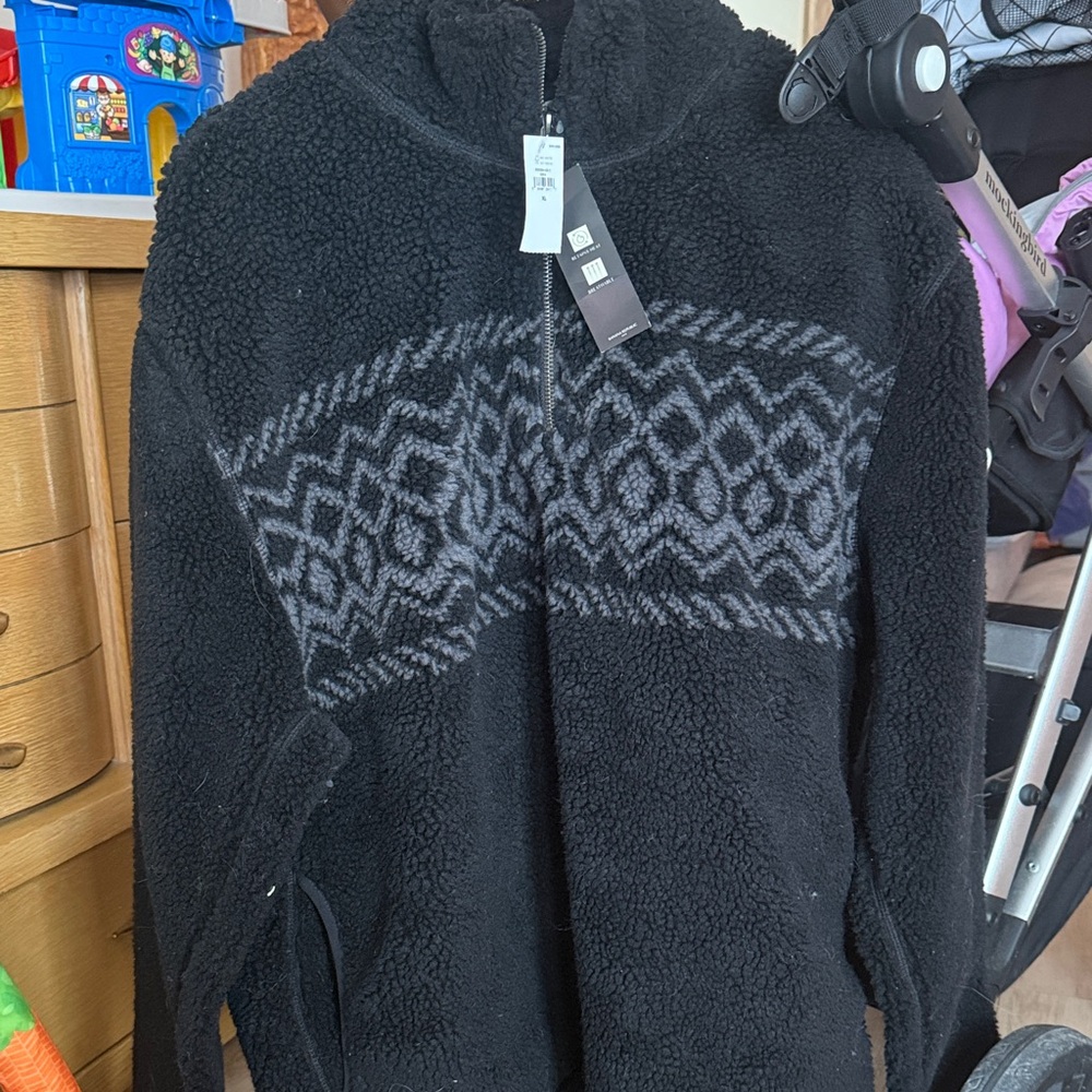 Banana Republic Black and Gray Zip-Up Sweater